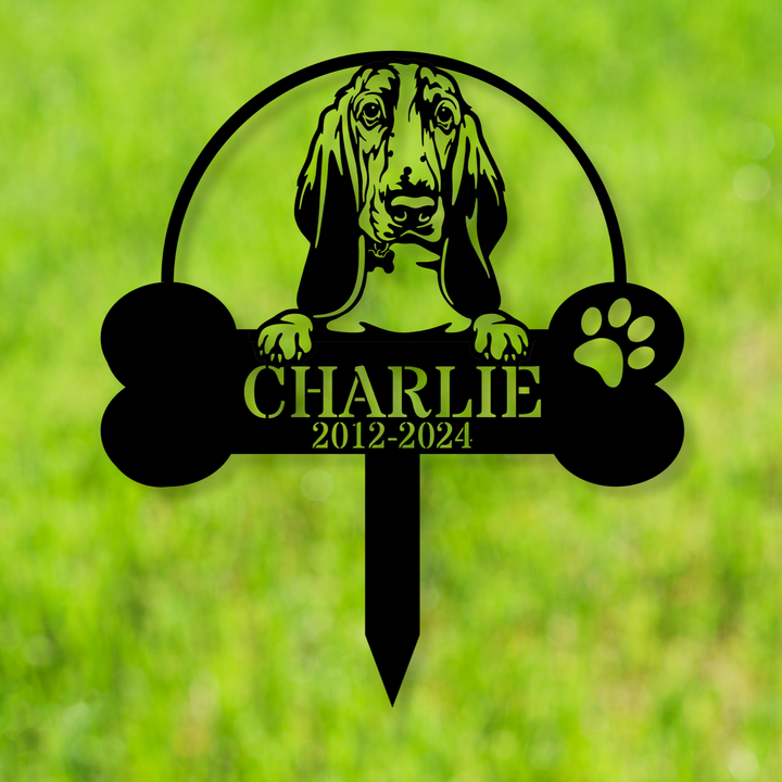 Custom Basset Hound Memorial Stake