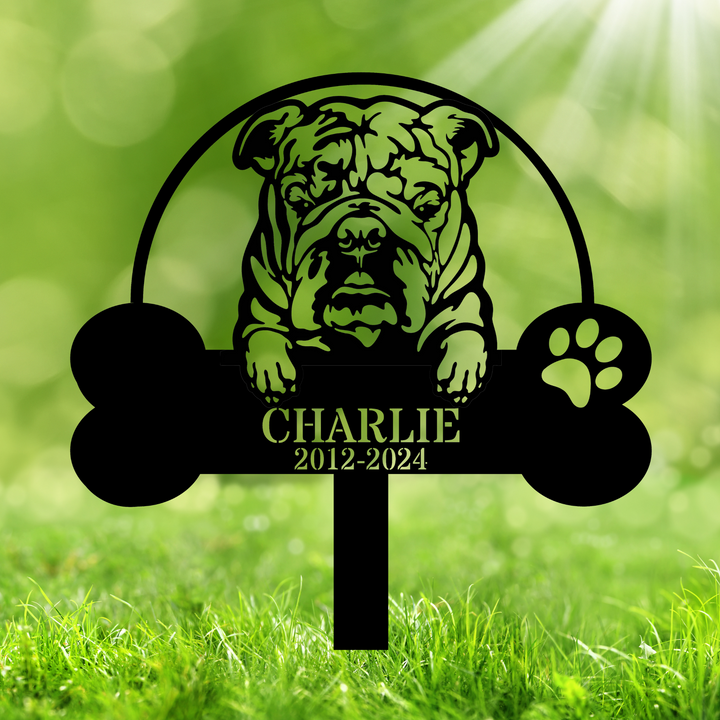 Custom English Bulldog Memorial Stake