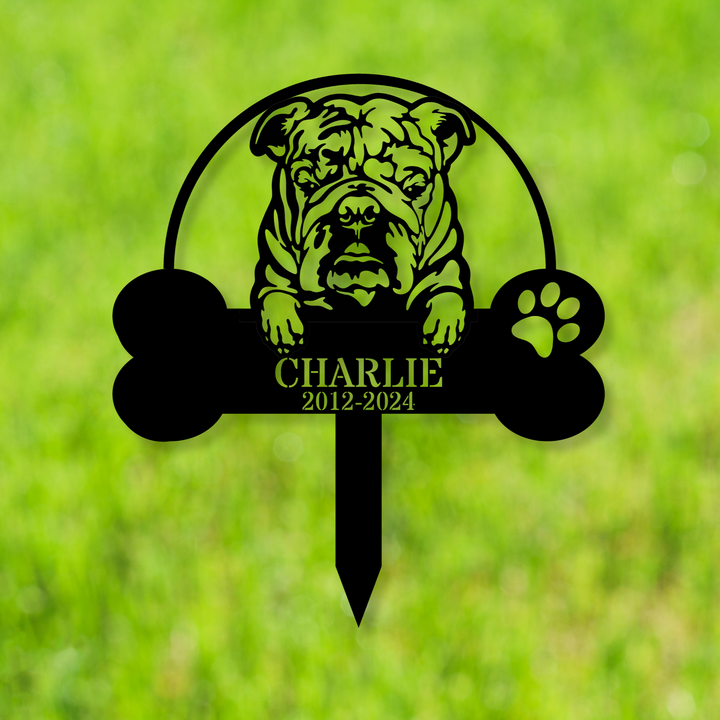 Custom English Bulldog Memorial Stake