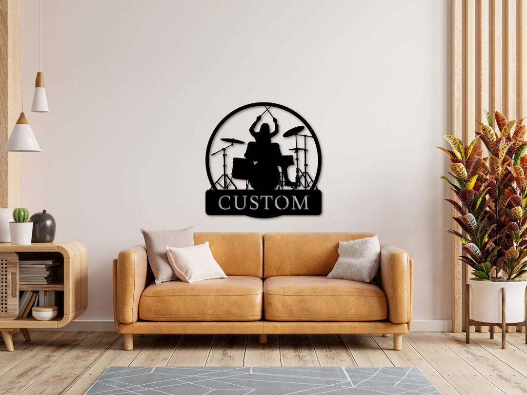 Custom Drummer Metal Wall Art