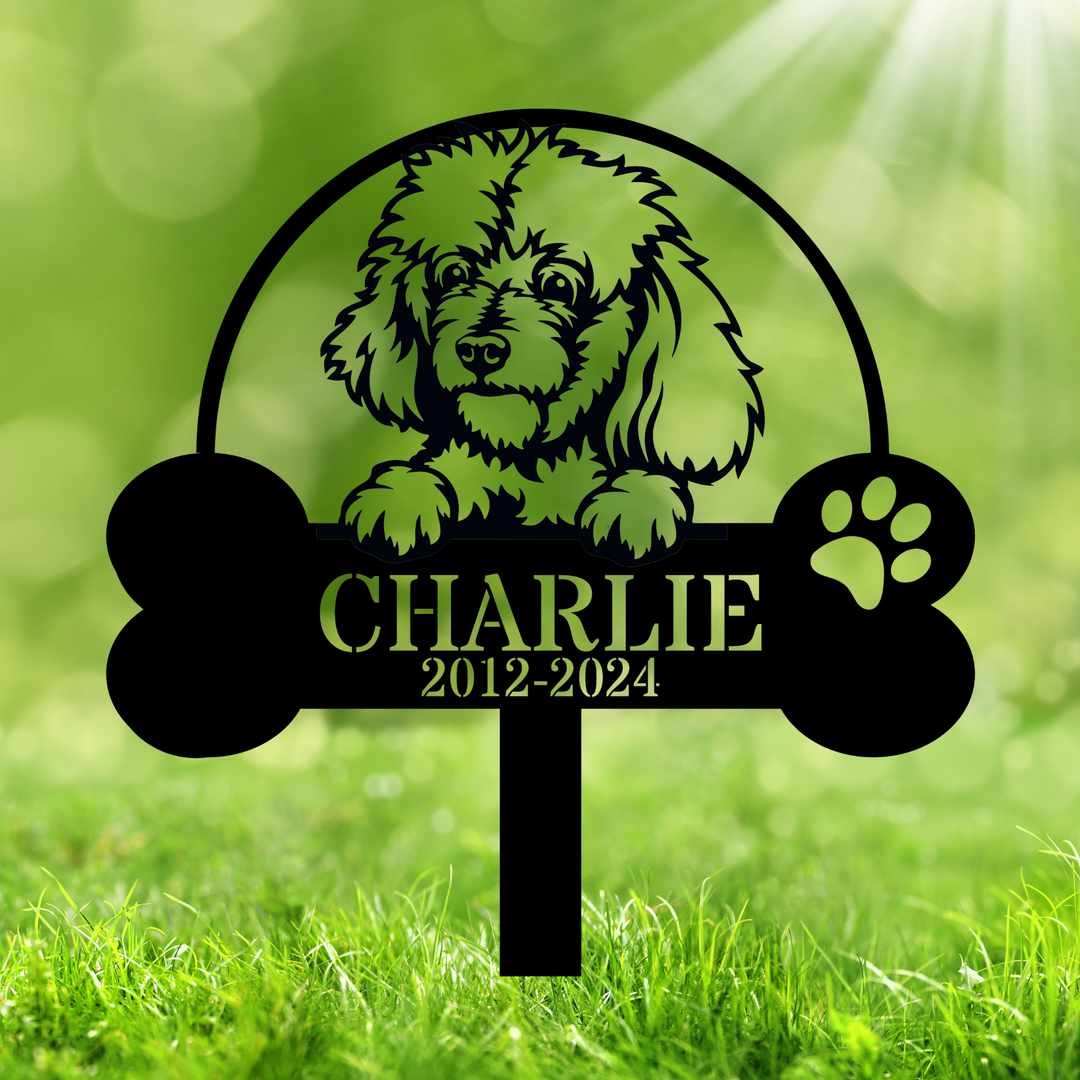 Custom Poodle Memorial Stake