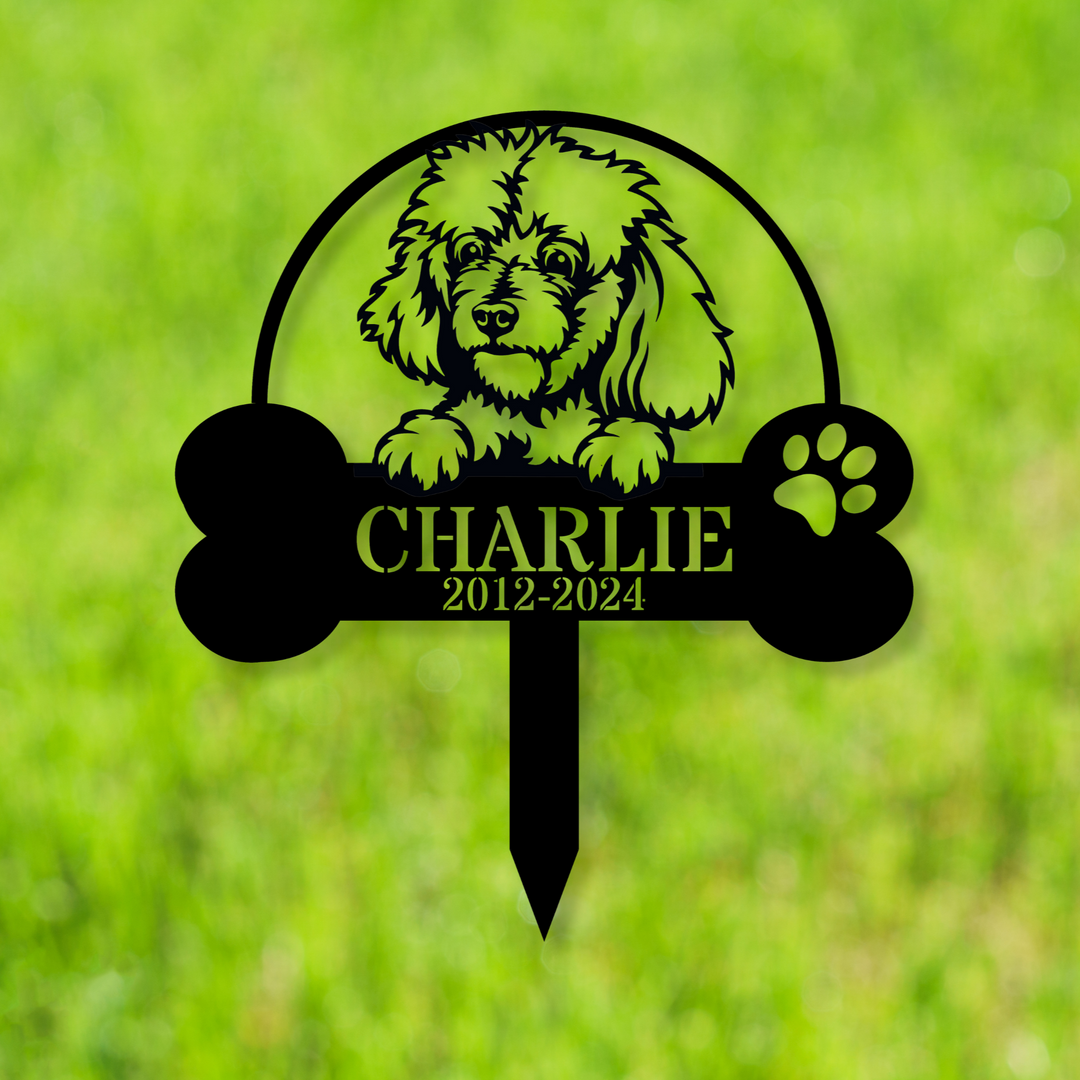 Custom Poodle Memorial Stake