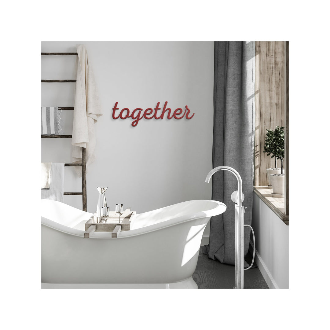 Metal Together Sign - Together Cursive Word Wall Art