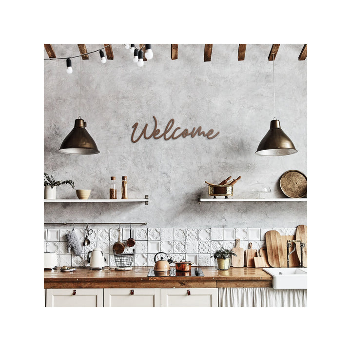 Metal Welcome Sign - Welcome Cursive Word Wall Art